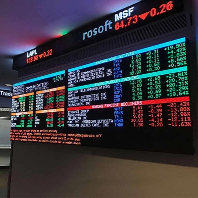 Leadleds Programmable Led Ticker Tape Display Board Digital Signage with SDK Docking Stock Market Finacial News