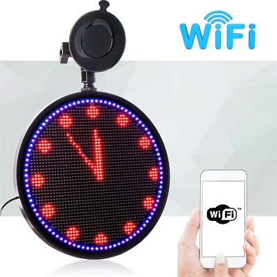 Leadleds 12V Led Car Sign Round Shaped Full Color Animation Led Display by Phone Program