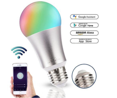 Leadleds Smart WiFi LED Light Bulb A19 600Lm, Multi-Color, Dimmable, Compatible with Alexa & Google Assistant
