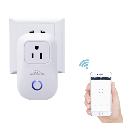 Leadleds Wi-Fi Smart Socket Outlet US Plug, Turn ON/OFF Electronics from Anywhere, Works with Smart Phone