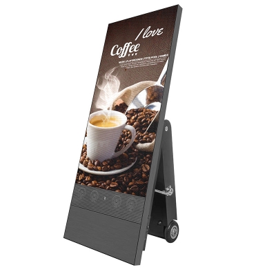 43“ Portable Outdoor LED Display with Wheels – High-Definition, Battery-Powered, Built-in Audio & Light Sensor