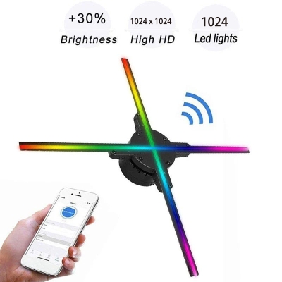 Leadleds 3D Hologram Advertising Display Fan WiFi Control 100CM 4 Axis, Safety Cover Including