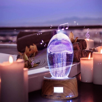 Creative Jellyfish Table Lamp Speaker Rotating Lighting Base Music Box