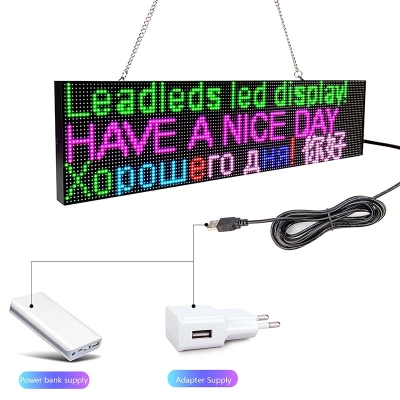 Leadleds Full Color WiFi Programmable Led Message Board 52cm Smart Business Banners 1-4 Lines Display
