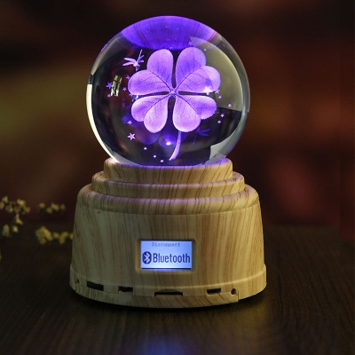 Personalized Crystal Ball Led Rotating Light MP3 Speaker with 3D Engraved Image