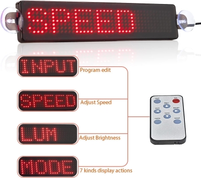 23cm 12V LED Car Signs Remote Programmable Scrolling Message display Board Diy kit