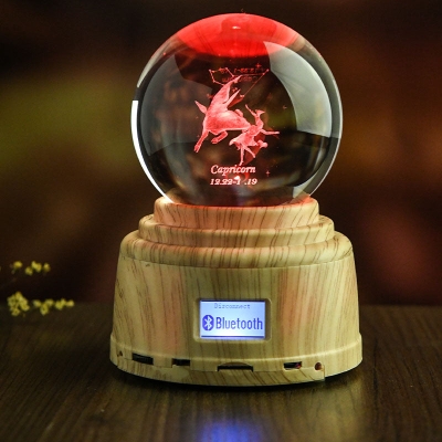Leo Virgo Scorpio 12 Constellation Rotating Crystal Ball Night Light Zodiac Sign Bluetooth Speaker