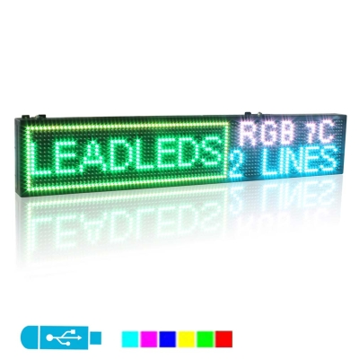 Leadleds Digital Scrolling Message USB Led Sign Display Multicolor Advertising, 30 x 6-in