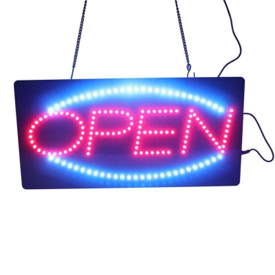 Leadleds Neon Sign Red and Blue Light Flashing Open Sign, 19 x 10 in