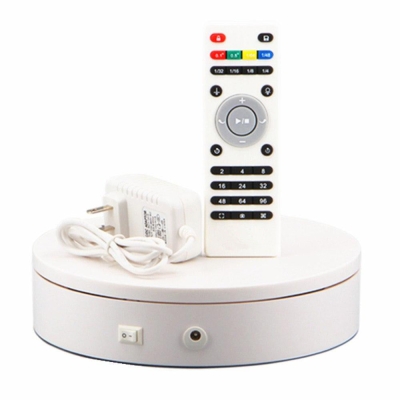 UNTCENT Dia 20cm Stable Heavy Load Remote Control Electric Turntable Jewelry Display Stand white