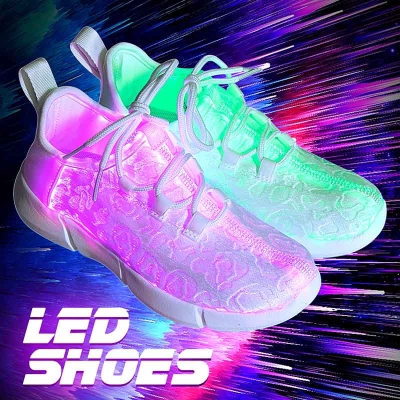 Leadleds Fiber Optic LED Shoes Flashing Luminous Sneakers with USB Charging