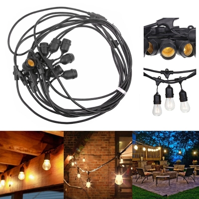 Leadleds 15m Outdoor LED String Lights Waterproof Commercial 2W E26 E27 Retro Edison Filament Bulb for Street Porch Garden Holiday Light