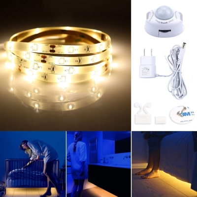 Leadleds Motion Activated Bed Light 4ft LED Strip with Motion Sensor and Power Adapter(Warm Soft Glow)