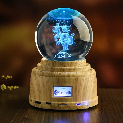 Leo Virgo Scorpio 12 Constellation Rotating Crystal Ball Night Light Zodiac Sign Bluetooth Speaker