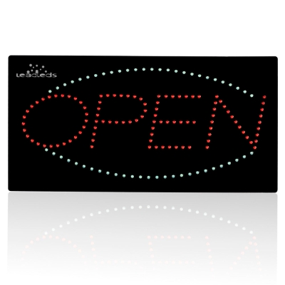 Leadleds Neon Sign Red and Blue Light Flashing Open Sign, 19 x 10 in