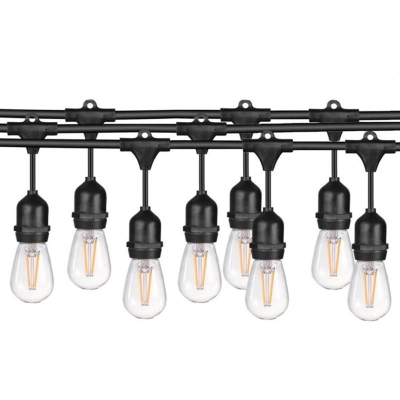 Leadleds 15m Outdoor LED String Lights Waterproof Commercial 2W E26 E27 Retro Edison Filament Bulb for Street Porch Garden Holiday Light