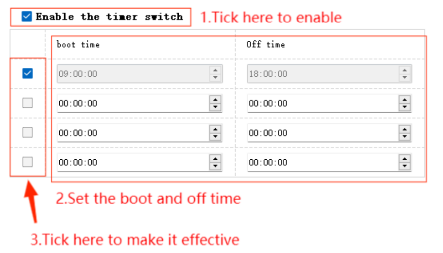 enable the timer switch